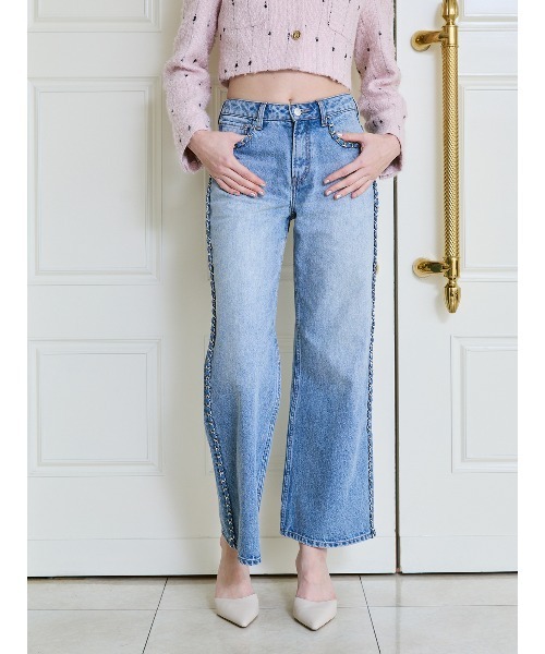 EIMY ISTOIRE（エイミーイストワール）の「デコラティブワイドレッグデニム（デニムパンツ・レディース・ライトブルー・24/23）」の14枚目の写真