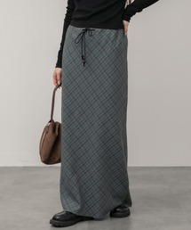 HEILIS（ヘイリス）の「チェック柄マキシスカート / ブラック グリーン サイズフリー 黒 柄 春服 夏服 秋服 冬服 ガーリー レディース 韓国 トレンド タイトスカート ロングスカート ナロースカート イージー ノームコア（スカート）」