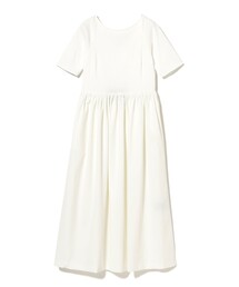 EFFE BEAMS | ROOM NO.8 BLACK / コンビ ギャザー ドレス(ワンピース)