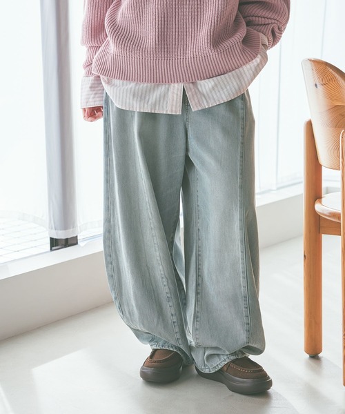 niko and...（ニコアンド）の「[NKJ 2026SS] 3Dドロップデニムパンツ（デニムパンツ・レディース・インディゴブルー/ライトブルー/サックスブルー/グリーン・MEDIUM/LARGE/SMALL）」の9枚目の写真