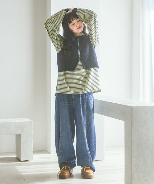 niko and...（ニコアンド）の「[NKJ 2026SS] 3Dドロップデニムパンツ（デニムパンツ・レディース・インディゴブルー/ライトブルー/サックスブルー/グリーン・MEDIUM/LARGE/SMALL）」の16枚目の写真