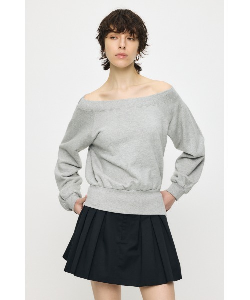 MOUSSY(マウジー)の「SIDE SLIT OFF SHOULDER スウェット(スウェット・レディース・ホワイト/ライトブルー/杢グレー/チャコールグレー・FREE)」の3枚目の写真