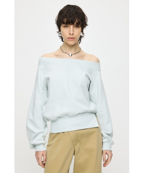 MOUSSY(マウジー)の「SIDE SLIT OFF SHOULDER スウェット(スウェット・レディース・ホワイト/ライトブルー/杢グレー/チャコールグレー・FREE)」の4枚目の写真