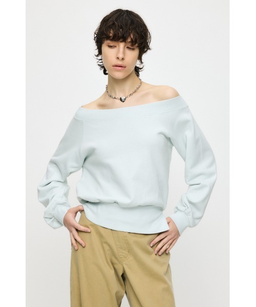 MOUSSY(マウジー)の「SIDE SLIT OFF SHOULDER スウェット(スウェット・レディース・ホワイト/ライトブルー/杢グレー/チャコールグレー・FREE)」の16枚目の写真