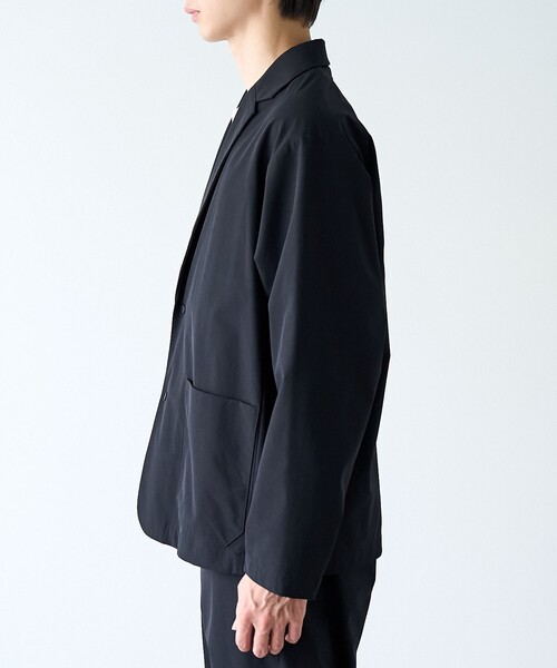 coen（コーエン）の「ストレッチテックナイロンテーラードジャケット【ストレッチ、はっ水、耐摩耗性、UVカット】（テーラードジャケット・メンズ・ブラック/ダークグレー・S/M/L/XL）」の5枚目の写真