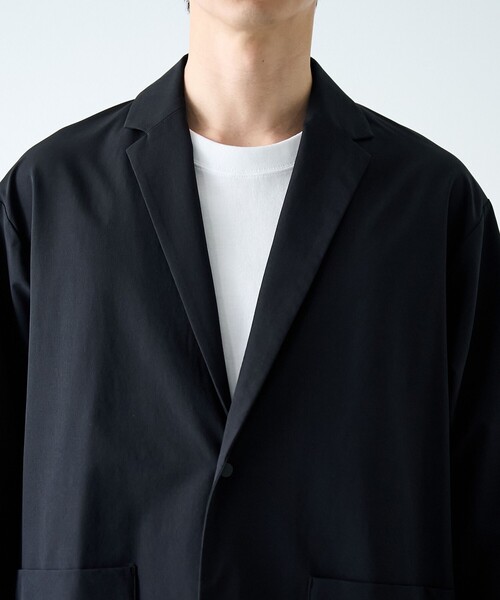 coen（コーエン）の「ストレッチテックナイロンテーラードジャケット【ストレッチ、はっ水、耐摩耗性、UVカット】（テーラードジャケット・メンズ・ブラック/ダークグレー・S/M/L/XL）」の7枚目の写真