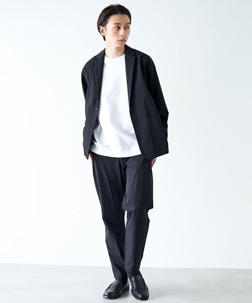 coen（コーエン）の「ストレッチテックナイロンテーラードジャケット【ストレッチ、はっ水、耐摩耗性、UVカット】（テーラードジャケット・メンズ・ブラック/ダークグレー・S/M/L/XL）」の14枚目の写真