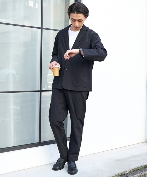 coen（コーエン）の「ストレッチテックナイロンテーラードジャケット【ストレッチ、はっ水、耐摩耗性、UVカット】（テーラードジャケット・メンズ・ブラック/ダークグレー・S/M/L/XL）」の20枚目の写真