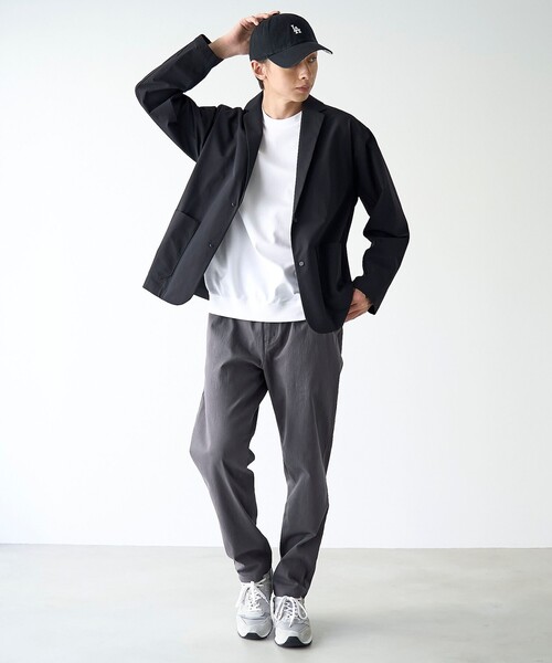 coen（コーエン）の「ストレッチテックナイロンテーラードジャケット【ストレッチ、はっ水、耐摩耗性、UVカット】（テーラードジャケット・メンズ・ブラック/ダークグレー・S/M/L/XL）」の21枚目の写真