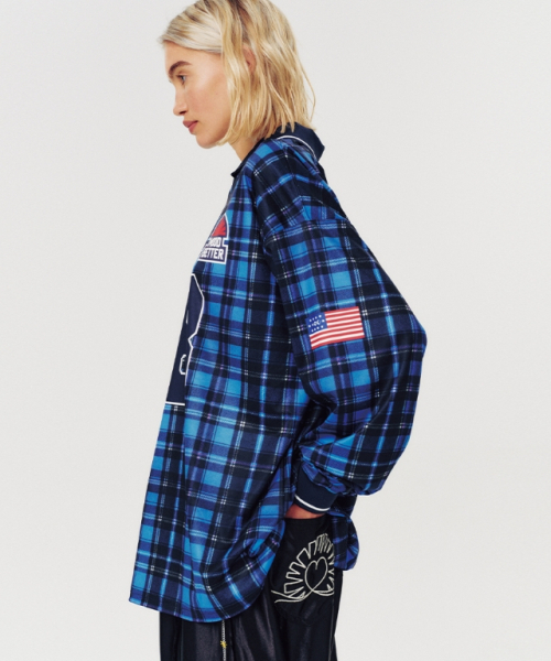 MOODBETTER（ムード ベター）の「NUMBER CHECK FOOTBALL JERSEY LONG SLEEVE BLUE（Tシャツ/カットソー・レディース・その他・FREE）」の4枚目の写真