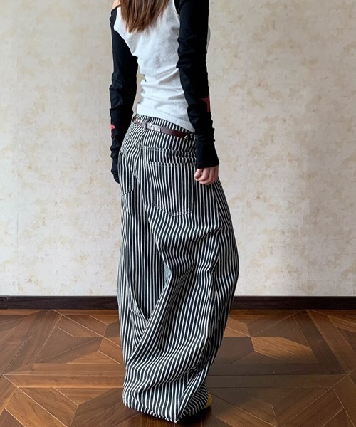 Ressaca（レサーカ）の「ストライプ柄ワイドパンツ（その他パンツ・レディース・ブラック・M/L/XL）」の6枚目の写真