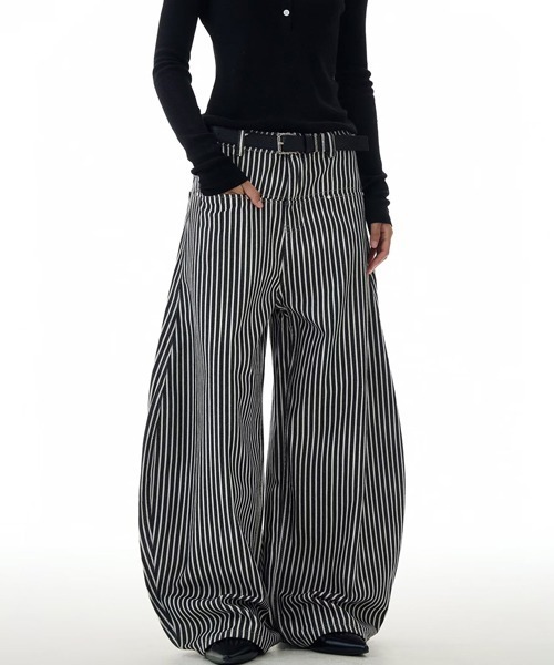 Ressaca（レサーカ）の「ストライプ柄ワイドパンツ（その他パンツ・レディース・ブラック・M/L/XL）」の9枚目の写真