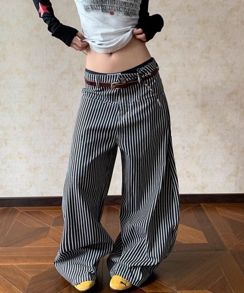 Ressaca（レサーカ）の「ストライプ柄ワイドパンツ（その他パンツ・レディース・ブラック・M/L/XL）」の12枚目の写真