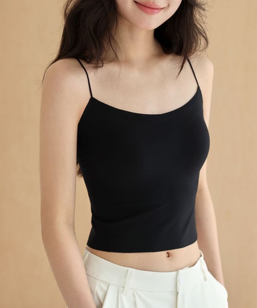 Lace Ladies（レースレディース）の「ソリッドカラー デザイン ストラップ カップ付き キャミソール（キャミソール・レディース・ベージュ/ホワイト/ブラック・FREE）」の5枚目の写真