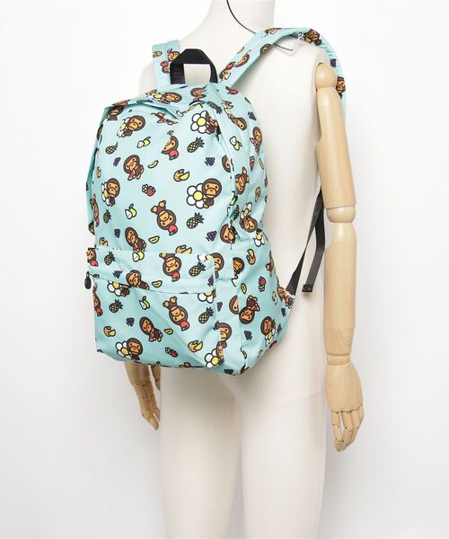 A BATHING APE（アベイシングエイプ）の「BABY MILO LARGE BACKPAC #2（ショルダーバッグ・メンズ・グリーン/アイボリー・FREE）」の14枚目の写真