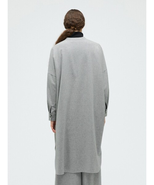 mizuiroind（ミズイロインド）の「mizuiro ind ウールブレンドスタンドカラーシャツワンピース（ワンピース・レディース・ブラウン/ライトグレー/ブラック・FREE）」の10枚目の写真