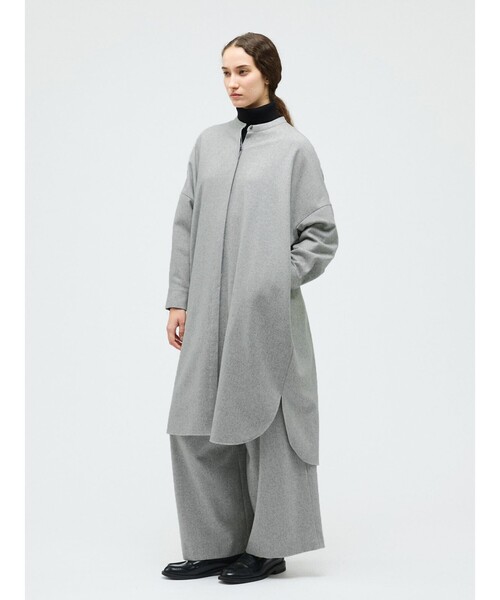 mizuiroind（ミズイロインド）の「mizuiro ind ウールブレンドスタンドカラーシャツワンピース（ワンピース・レディース・ブラウン/ライトグレー/ブラック・FREE）」の12枚目の写真