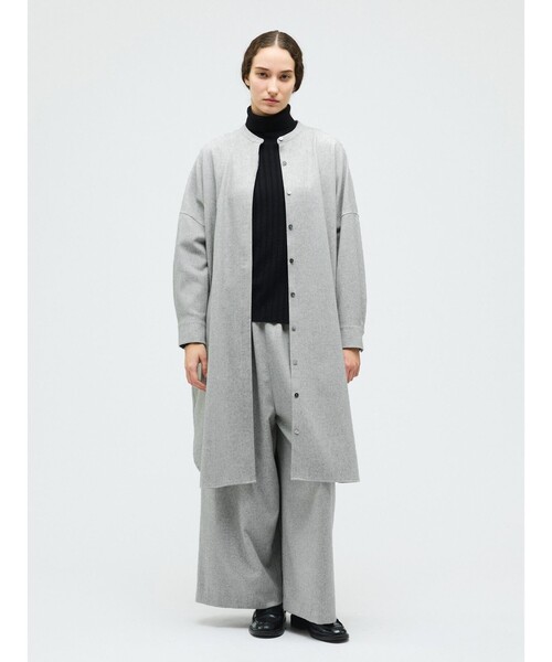 mizuiroind（ミズイロインド）の「mizuiro ind ウールブレンドスタンドカラーシャツワンピース（ワンピース・レディース・ブラウン/ライトグレー/ブラック・FREE）」の15枚目の写真
