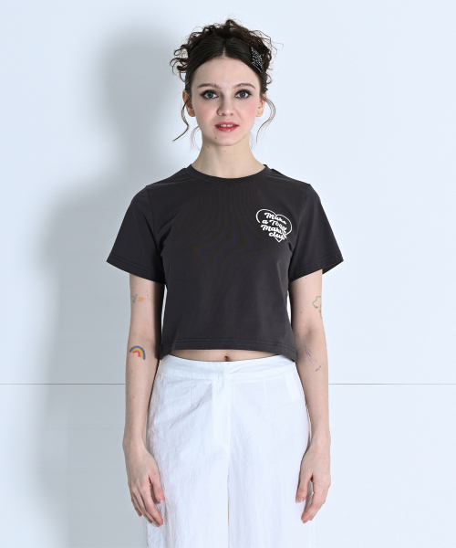 MAKE A TOAST(メイクアトースト)の「メルトハートポイントクロップTシャツグレーMBCSTO020GR(Tシャツ/カットソー・レディース・グレー・L/M/S)」の1枚目の写真