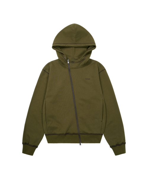 AAKAM オリーブ ジップアップジャケット メンズ AAKAM オリーブ ジップアップジャケット