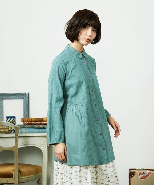 Tejido ドッキングロング丈ブラウス