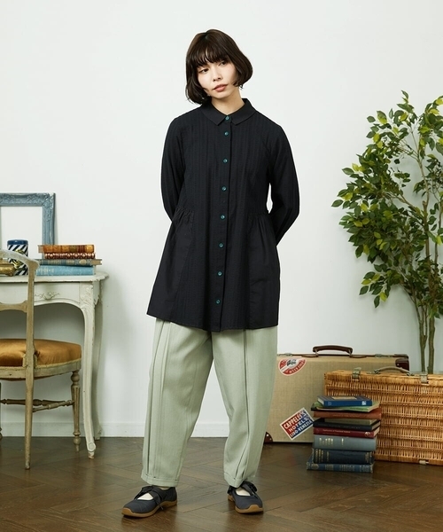 Jocomomola(ホコモモラ)の「Tejido ドッキングロング丈ブラウス(シャツ/ブラウス・レディース・グリーン/ブラック・40)」の14枚目の写真