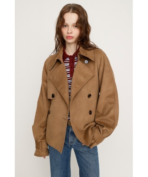 SLY（スライ）の「MICHIXSLY F/SUEDE S/TRENCH ミチスライフェイクスウェードショートトレンチ 冬服 春服（トレンチコート・レディース・ブラウン/ベージュ・FREE）」の9枚目の写真