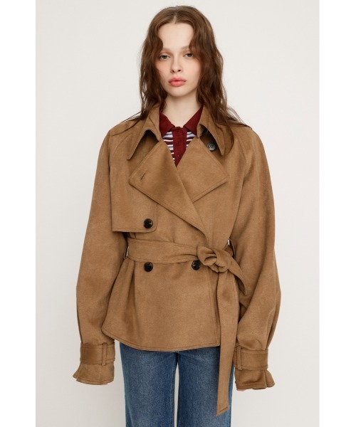SLY（スライ）の「MICHIXSLY F/SUEDE S/TRENCH ミチスライフェイクスウェードショートトレンチ 冬服 春服（トレンチコート・レディース・ブラウン/ベージュ・FREE）」の10枚目の写真