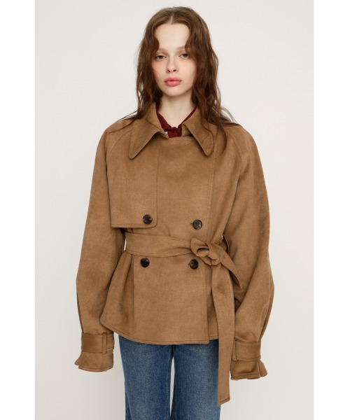 SLY（スライ）の「MICHIXSLY F/SUEDE S/TRENCH ミチスライフェイクスウェードショートトレンチ 冬服 春服（トレンチコート・レディース・ブラウン/ベージュ・FREE）」の11枚目の写真