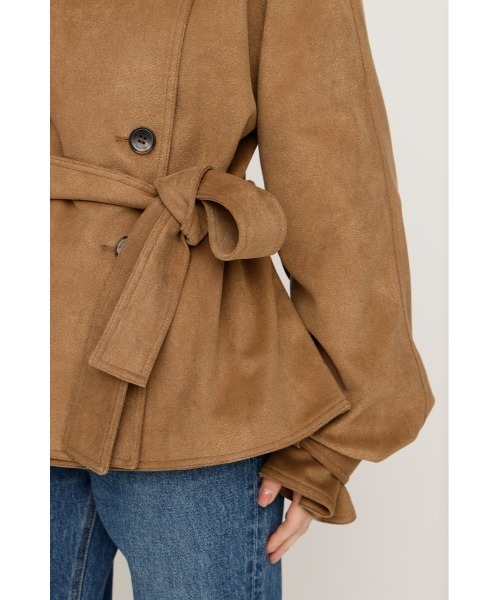 SLY（スライ）の「MICHIXSLY F/SUEDE S/TRENCH ミチスライフェイクスウェードショートトレンチ 冬服 春服（トレンチコート・レディース・ブラウン/ベージュ・FREE）」の14枚目の写真