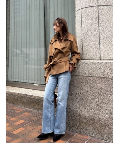SLY（スライ）の「MICHIXSLY F/SUEDE S/TRENCH ミチスライフェイクスウェードショートトレンチ 冬服 春服（トレンチコート・レディース・ブラウン/ベージュ・FREE）」の21枚目の写真