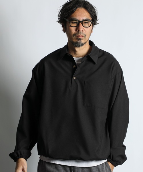 The DUFFER of ST.GEORGE(ザダファーオブセントジョージ)の「WOOL LIKE PO SHIRT:ウールライク プルオーバーシャツ シャツアウター(シャツ/ブラウス・メンズ・グレー/ブラック・MEDIUM/LARGE)」の3枚目の写真