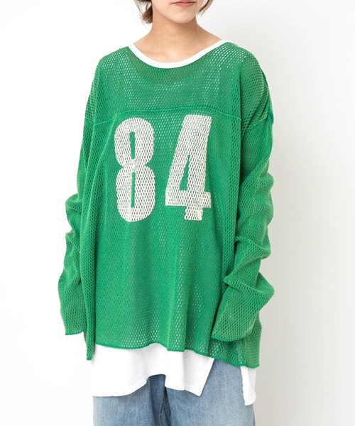 RNA（アールエヌエー）の「M2598 ナンバリングメッシュロンT（Tシャツ/カットソー・レディース・ライトブルー/ベージュ/グリーン・MEDIUM）」の3枚目の写真