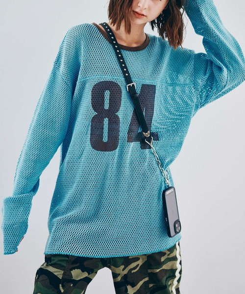 RNA（アールエヌエー）の「M2598 ナンバリングメッシュロンT（Tシャツ/カットソー・レディース・ライトブルー/ベージュ・MEDIUM）」の2枚目の写真