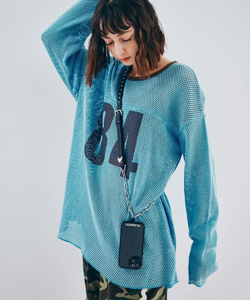 RNA（アールエヌエー）の「M2598 ナンバリングメッシュロンT（Tシャツ/カットソー・レディース・ライトブルー/ベージュ・MEDIUM）」の21枚目の写真