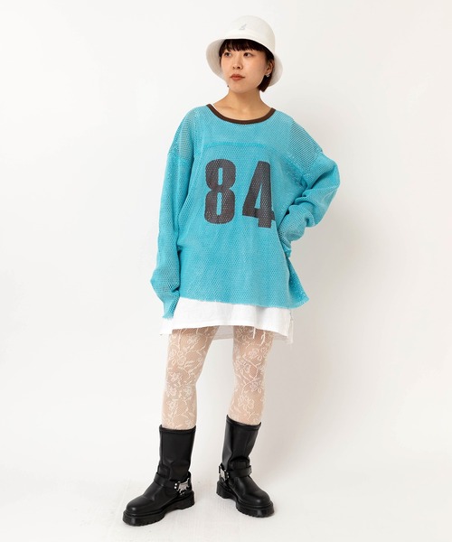 RNA（アールエヌエー）の「M2598 ナンバリングメッシュロンT（Tシャツ/カットソー・レディース・ライトブルー/ベージュ・MEDIUM）」の12枚目の写真