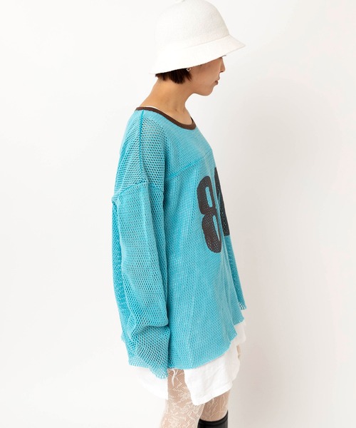 RNA（アールエヌエー）の「M2598 ナンバリングメッシュロンT（Tシャツ/カットソー・レディース・ライトブルー/ベージュ・MEDIUM）」の7枚目の写真