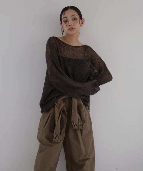 hellam(へラム)の「透かし編みルーズニット(ニット/セーター・レディース・ブルー/アイボリー/ピンク/ライトグレー/チャコール・FREE)」の7枚目の写真