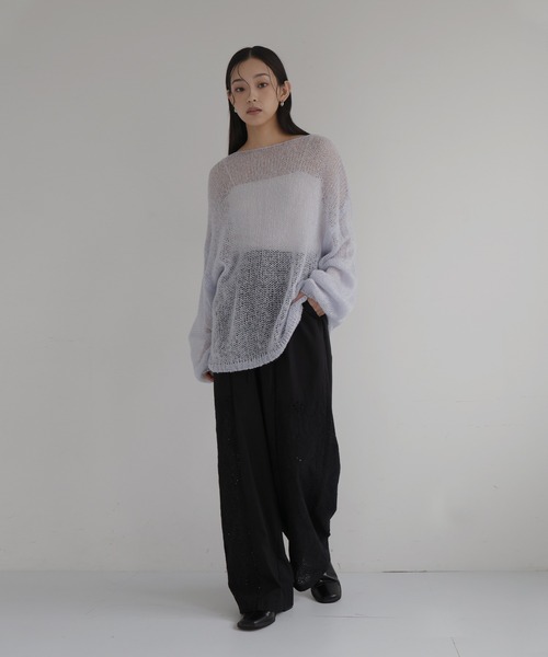 hellam(へラム)の「透かし編みルーズニット(ニット/セーター・レディース・ブルー/アイボリー/ピンク/ライトグレー/チャコール・FREE)」の15枚目の写真
