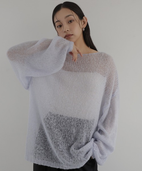 hellam(へラム)の「透かし編みルーズニット(ニット/セーター・レディース・ブルー/アイボリー/ピンク/ライトグレー/チャコール・FREE)」の17枚目の写真