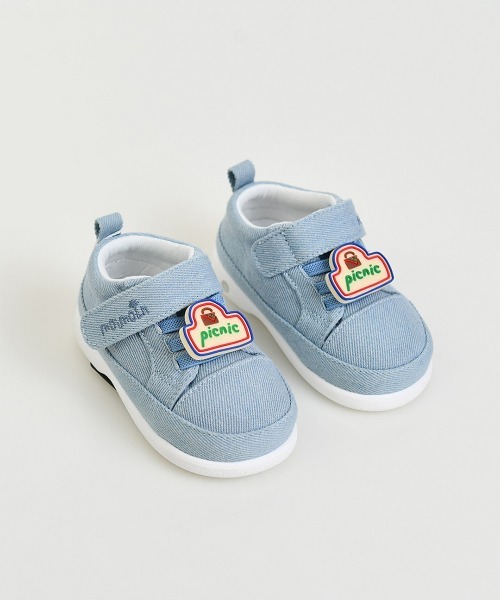 moimoln（モイモルン）の「Picnicメロディシューズ・靴（ベビーシューズ/ベビーソックス・キッズ・インディゴブルー/オフホワイト・14.0cm/13.5㎝/13.0cm）」の2枚目の写真