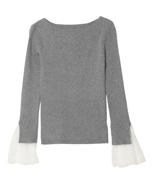 KOBE LETTUCE（コウベレタス）の「袖口レースリブニットトップス（ニット/セーター・レディース・アイボリー/ブラック/グレー/ベージュ/ピンク・M）」の7枚目の写真