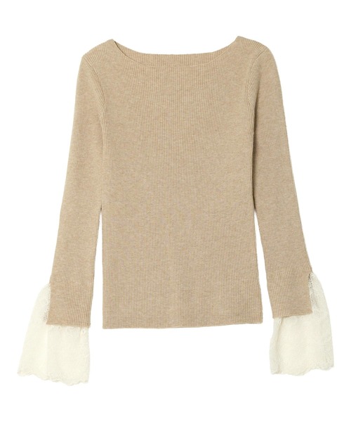 KOBE LETTUCE（コウベレタス）の「袖口レースリブニットトップス（ニット/セーター・レディース・アイボリー/ブラック/グレー/ベージュ/ピンク・M）」の6枚目の写真