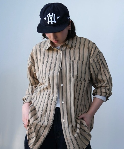 aquagarage(アクアガレージ)の「ストライプシャツ(シャツ/ブラウス・レディース・ベージュ/オフホワイト・M)」の18枚目の写真