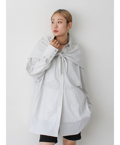 Ungrid（アングリッド）の「スカーフデザインルーズシャツ（シャツ/ブラウス・レディース・グリーン/その他1/ベージュ・FREE）」の9枚目の写真