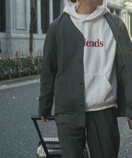 A blends(エイブレンズ)の「A blends ストレッチノーカラーJK(ノーカラージャケット・メンズ・キャメル/ブラック/チャコールグレー・LARGE/MEDIUM)」の2枚目の写真