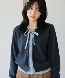 kutir（クティール）の「レイヤード風 配色リボンカーディガン（カーディガン/ボレロ）」