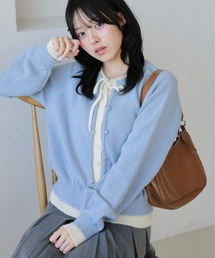 kutir（クティール）の「レイヤード風 配色リボンカーディガン（カーディガン/ボレロ）」