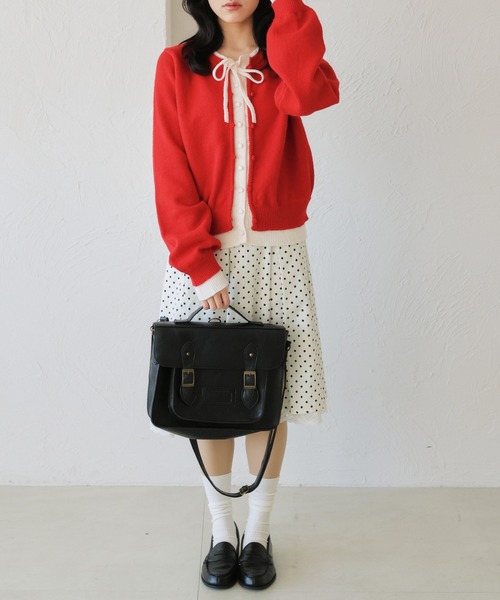 kutir（クティール）の「レイヤード風 配色リボンカーディガン（カーディガン/ボレロ・レディース・ネイビー/レッド/ライトブルー・FREE）」の22枚目の写真