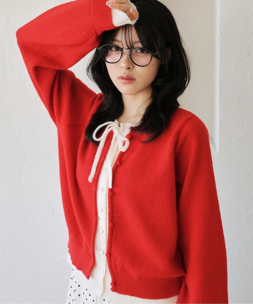 kutir（クティール）の「レイヤード風 配色リボンカーディガン（カーディガン/ボレロ・レディース・ネイビー/レッド/ライトブルー・FREE）」の20枚目の写真